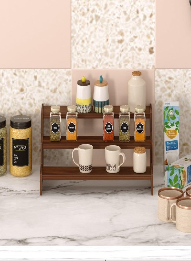 BLUEWUD Dolvin Ladder Style Engineering Wood Spice Masala Rack Shelf Stand Organizer/Spice Bottle Display Rack & Cup Stand for Home & Kitchen, DIY (Do it Yourself), (Brown Maple, 36 X 24 X 15 Cm) - Image 2